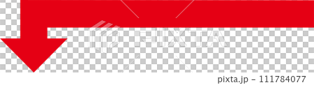 長い下向き赤矢印 長い下向き赤矢印 111784077