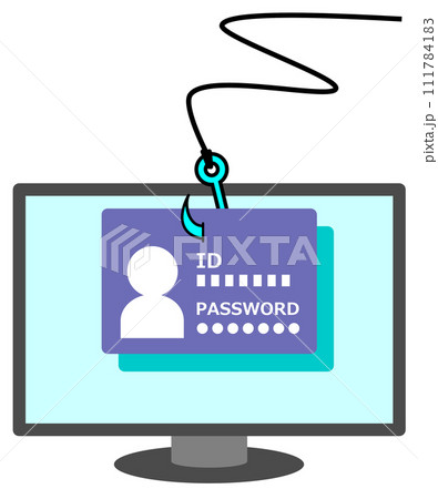 個人のID情報やパスワードを盗まれるフィッシング詐欺のイメージイラスト 111784183