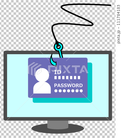 個人のID情報やパスワードを盗まれるフィッシング詐欺のイメージイラスト 111784183