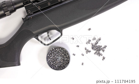 Part of an air rifle ready to receive a pellet Part of an air rifle ready to receive a pellet 111784195