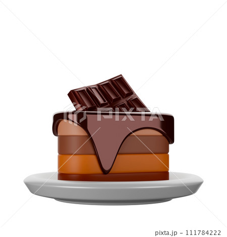 Chocolate Cake 3D rendering on white background have work path. Chocolate Cake 3D rendering on white background have work path. 111784222