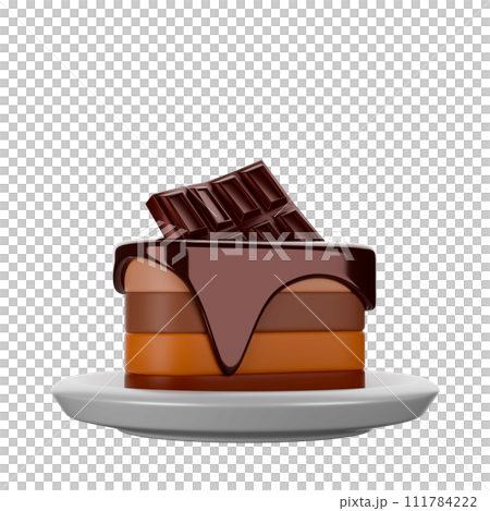 Chocolate Cake 3D rendering on white background have work path. 111784222