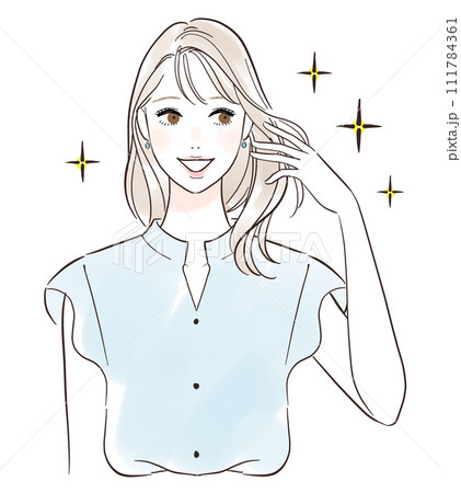 髪の毛がサラサラで嬉しい女性 111784361