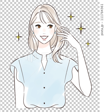 髪の毛がサラサラで嬉しい女性 111784361