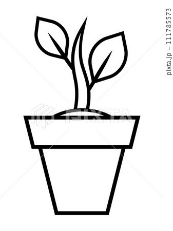 Sprout with leaves in pot. Agricultural, cultivation and planting illustration. Sprout with leaves in pot. Agricultural, cultivation and planting illustration. 111785573