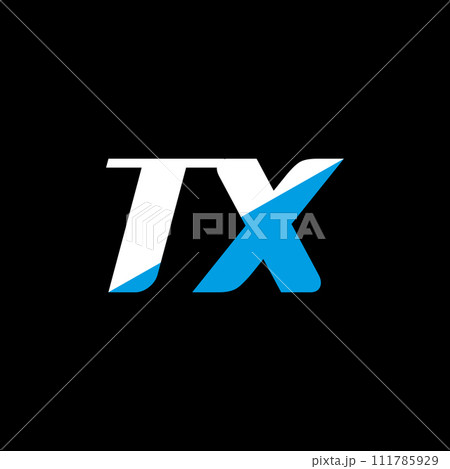 TX letter logo design on black background. TX creative initials letter logo concept. TX icon design. TX white and blue letter icon design on black background. T X TX letter logo design on black background. TX creative initials letter logo concept. TX icon design. TX white and blue letter icon design on black background. T X 111785929