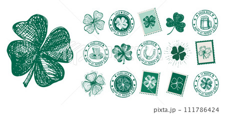 St. Patrick's Day set. Hand drawn illustrations	 111786424