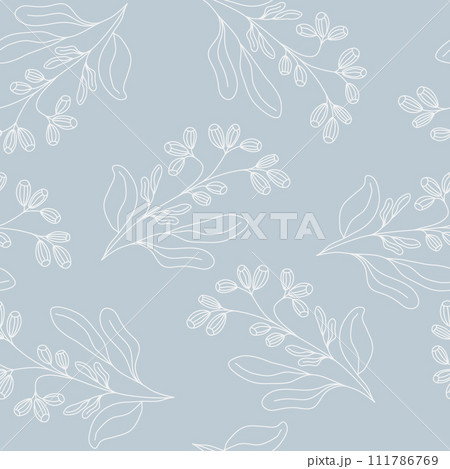 Seamless pattern of leaves and plants. Simple background for prints, textures, textile wallpapers and creative design 111786769
