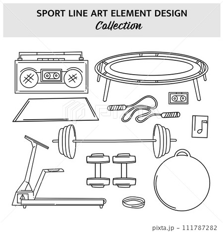 Set of sport equipment hand drawn vector illustration 111787282