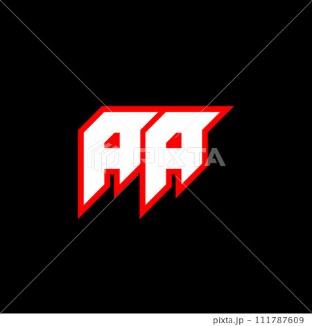 AA letter logo design on black background. AA creative initials letter logo concept. aa icon design. AA white and red letter icon design on black background. A A 111787609