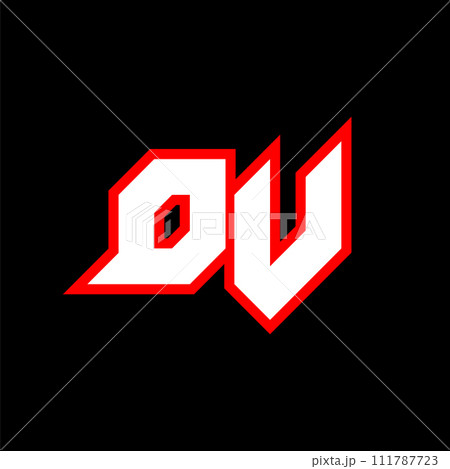 DV logo design, initial DV letter design with sci-fi style. DV logo for game, esport, Technology, Digital, Community or Business. D V sport modern Italic alphabet font. Typography urban style fonts. 111787723