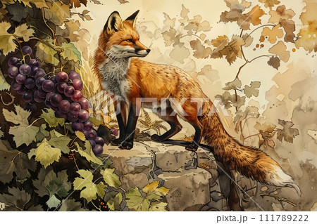 fox and grapes, fables book hard over, pulp, caricature 111789222