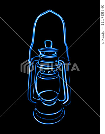 Kerosene flashlight with neon effect. 111789240