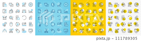 Vector icons set of 5g statistics, Chemistry lab and Computer mouse line icons pack for web with Fan engine, Money tax, Green electricity outline icon. Creativity concept, Chess. Vector 111789305
