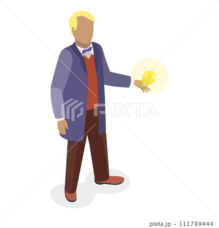 3D Isometric Flat Vector Set of Great Scientists. Item 3 111789444