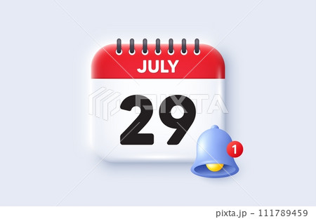 29th day of the month icon. Calendar date 3d icon. Event schedule date. Meeting appointment time. 29th day of July month. Calendar event reminder date. Vector 29th day of the month icon. Calendar date 3d icon. Event schedule date. Meeting appointment time. 29th day of July month. Calendar event reminder date. Vector 111789459