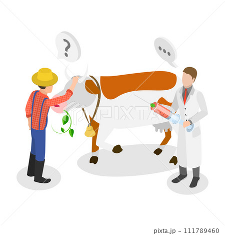 3D Isometric Flat Vector Illustration of Farm Veterinary Doctor. Item 2 111789460
