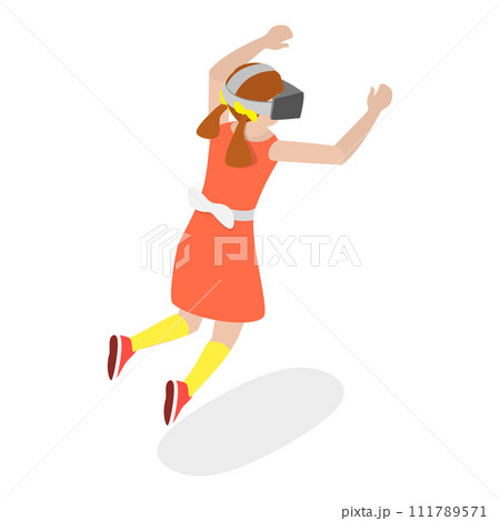 3D Isometric Flat Vector Illustration of Kids In Virtual Reality. Item 3 111789571