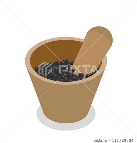 3D Isometric Flat Vector Set of Black Pepper. Item 3 3D Isometric Flat Vector Set of Black Pepper. Item 3 111789584