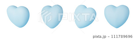 Collection of realistic blue valentine hearts. 3d render heart. Vector illustration Collection of realistic blue valentine hearts. 3d render heart. Vector illustration 111789696
