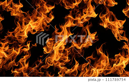 Warm bonfire burning in the night 111789754