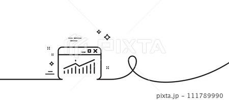 Website Traffic line icon. Continuous one line with curl. Report chart or Sales growth sign. Analysis and Statistics data symbol. Website Statistics single outline ribbon. Loop curve pattern. Vector 111789990