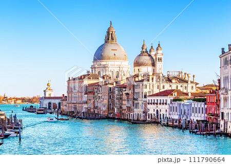 Beautiful view of Grand Canal and Basilica Santa Maria della Salute in Venice, Italy. Beautiful view of Grand Canal and Basilica Santa Maria della Salute in Venice, Italy. 111790664