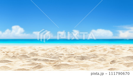Beautiful white sandy beach with blur sky as holiday summer background. Beautiful white sandy beach with blur sky as holiday summer background. 111790670