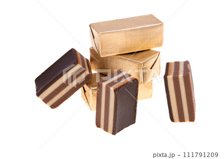 striped chocolate candies isolated 111791209