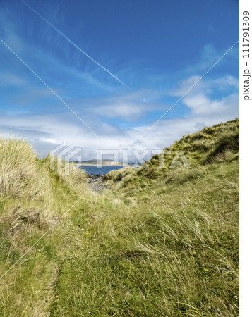 The dunes at Narin Strand, a beautiful large beach in County Donegal Ireland. 111791309