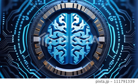 Digital brain technology. Brain print. Artificial intelligence concept 111791339