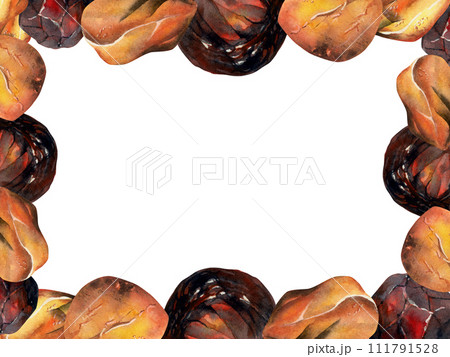 Hand drawn watercolor illustration precious semiprecious jewel gem crystal chakra birth stone. Amber garnet sunstone. Horizontal frame isolated on white background. Design print, shop, jewelry fashion Hand drawn watercolor illustration precious semiprecious jewel gem crystal chakra birth stone. Amber garnet sunstone. Horizontal frame isolated on white background. Design print, shop, jewelry fashion 111791528