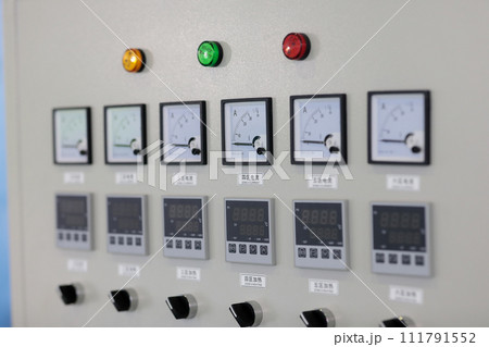 gauges and digital controllers on control panel gauges and digital controllers on control panel 111791552