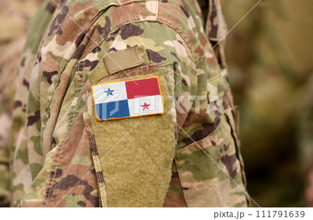 Flag of Panama on soldiers arm (collage). Flag of Panama on soldiers arm (collage). 111791639