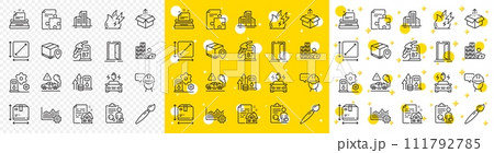 Outline Send box, Box size and Operational excellence line icons pack for web with Open door, Fuel price, Lease contract line icon. Filling station, Exhaust, Square area pictogram icon. Vector Outline Send box, Box size and Operational excellence line icons pack for web with Open door, Fuel price, Lease contract line icon. Filling station, Exhaust, Square area pictogram icon. Vector 111792785