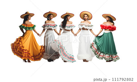 民族衣装を着て踊る女性 111792802