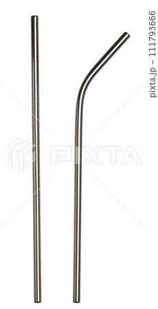 Metal straw for drinks and cocktails on an isolated background 111793666