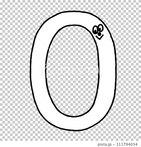 Cute simple number 0 with a face Cute simple number 0 with a face 111794034