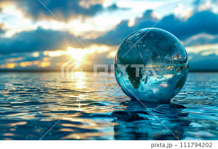 AI-generated content. Earth globe, a concept of climate change, global warming and environment preservation AI-generated content. Earth globe, a concept of climate change, global warming and environment preservation 111794202
