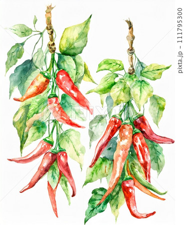 とうがらしの水彩画のイラスト素材 [111795300] - PIXTA