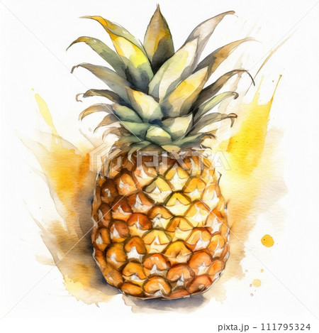 パイナップルの水彩画のイラスト素材 [111795324] - PIXTA
