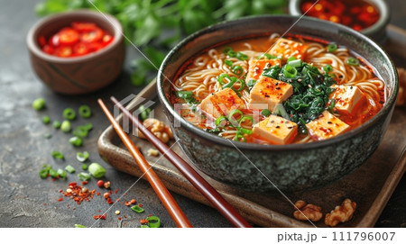 日本の伝統的なそば、うどんの定食 日本の伝統的なそば、うどんの定食 111796007