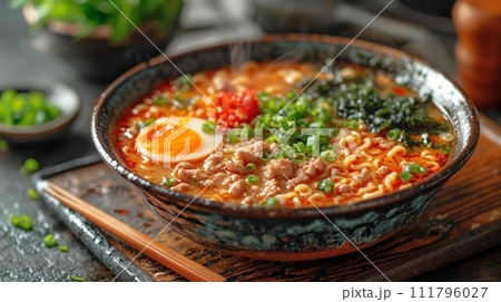 日本の伝統的なそば、うどんの定食 111796027