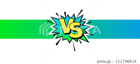 Cartoon comic background. Vs, fight versus. Comics book colorful competition poster with halftone elements. Retro Pop Art style. Vector illustration 111796614