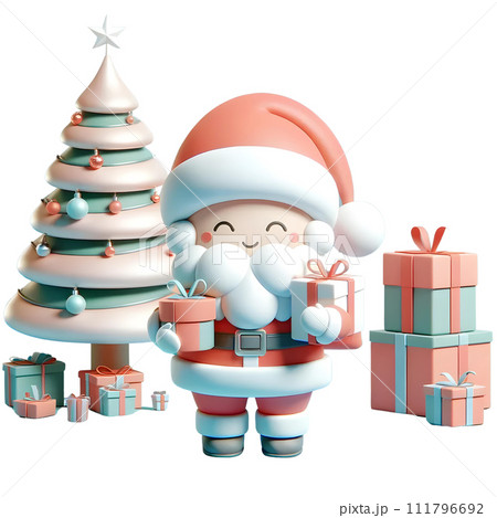 3D Santa with Christmas gift 3D Santa with Christmas gift 111796692