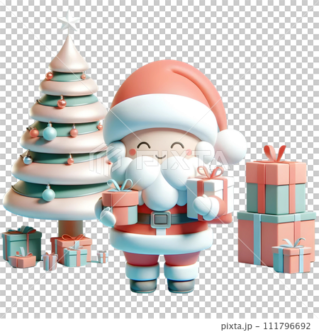 3D Santa with Christmas gift 3D Santa with Christmas gift 111796692