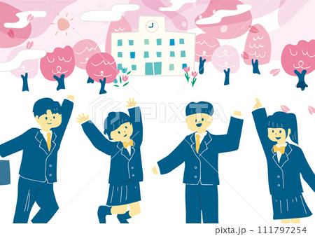 さくら舞う春の学生たち 111797254