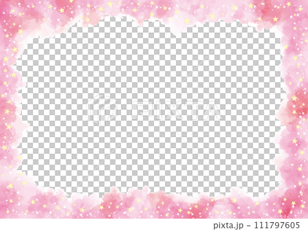 Frame studded with stars in pink watercolor Frame studded with stars in pink watercolor 111797605