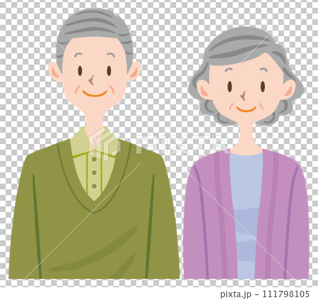 Upper body of a senior couple standing facing forward with a smile Upper body of a senior couple standing facing forward with a smile 111798105