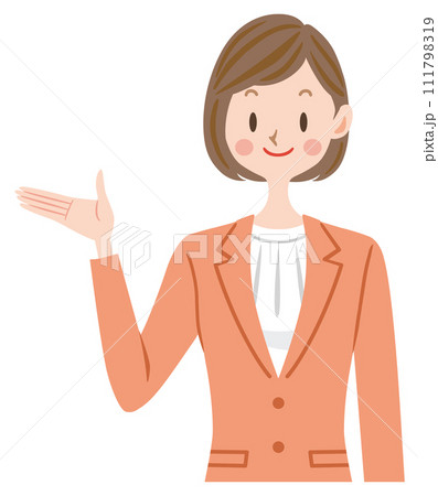 案内するスーツの女性　新入社員 111798319